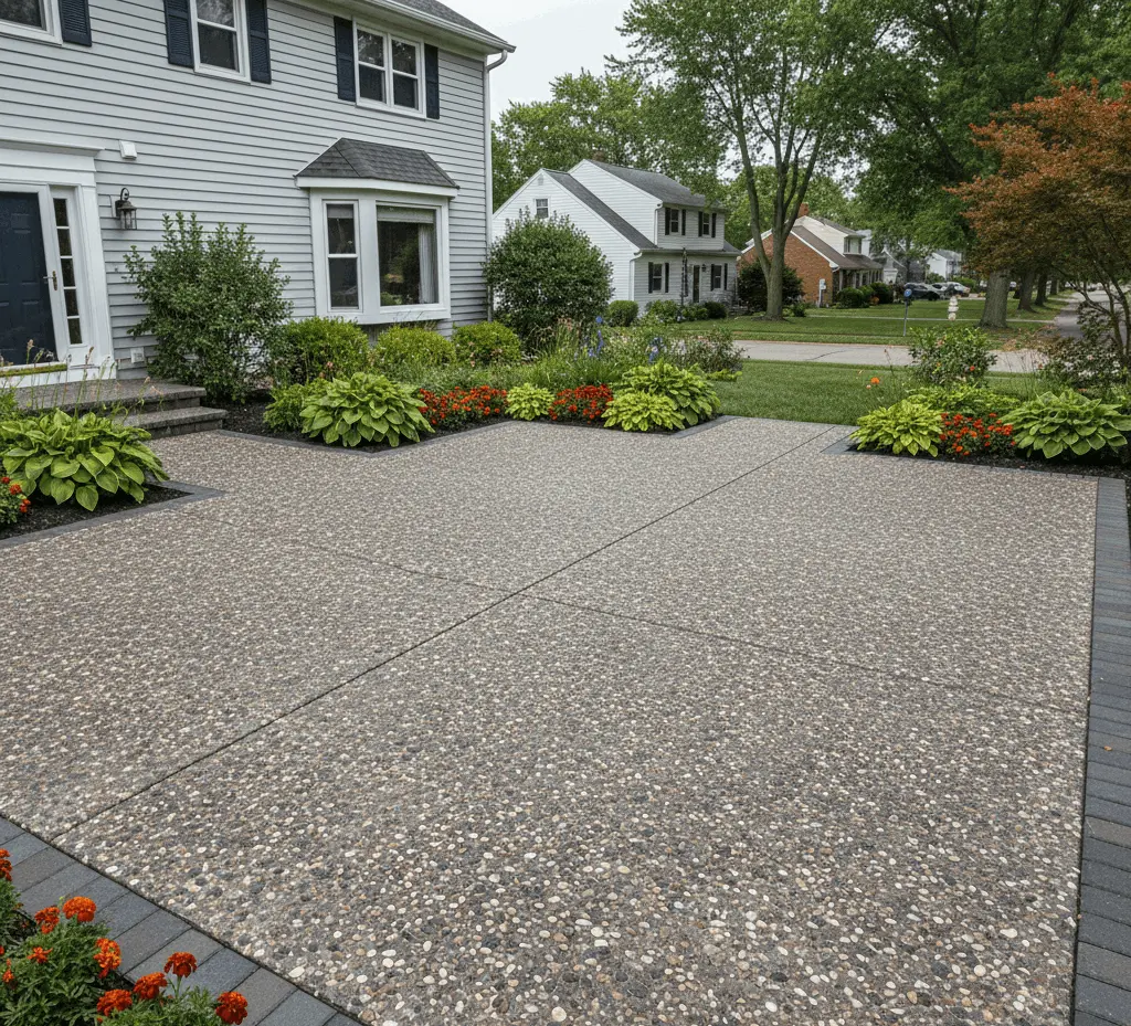 Aggregate stone pavers Buffalo NY with exposed aggregate finish