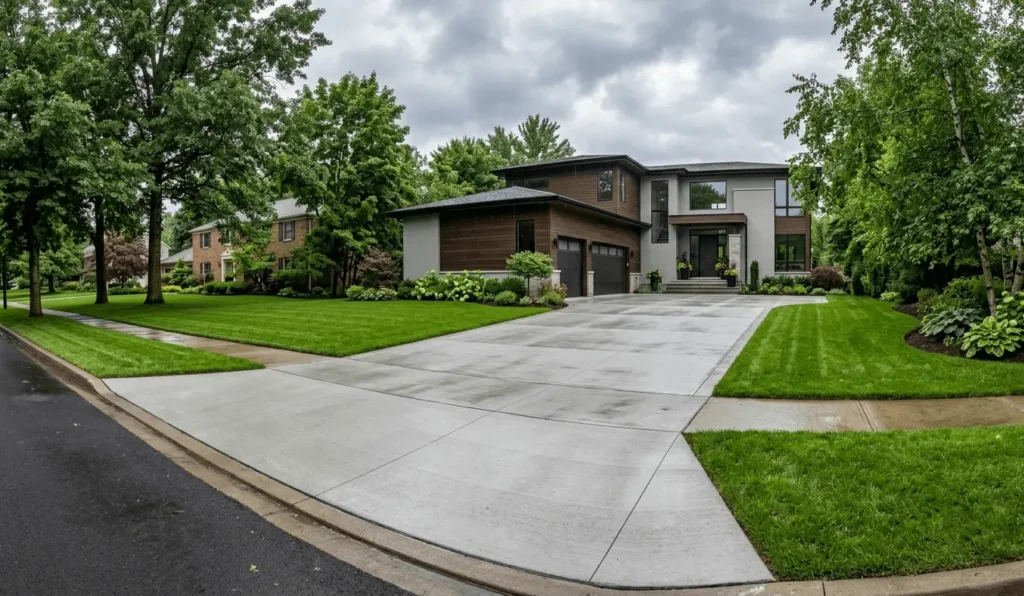 Residential concrete driveway installation in Buffalo NY with smooth finish